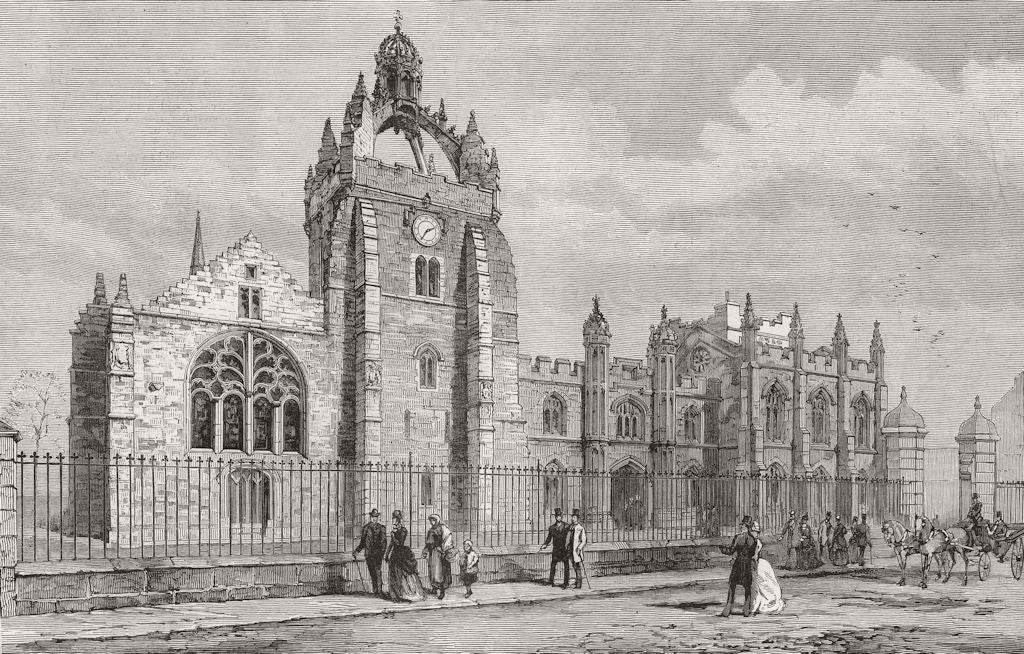 The University of Aberdeen, Scotland 1885 old antique vintage print picture
